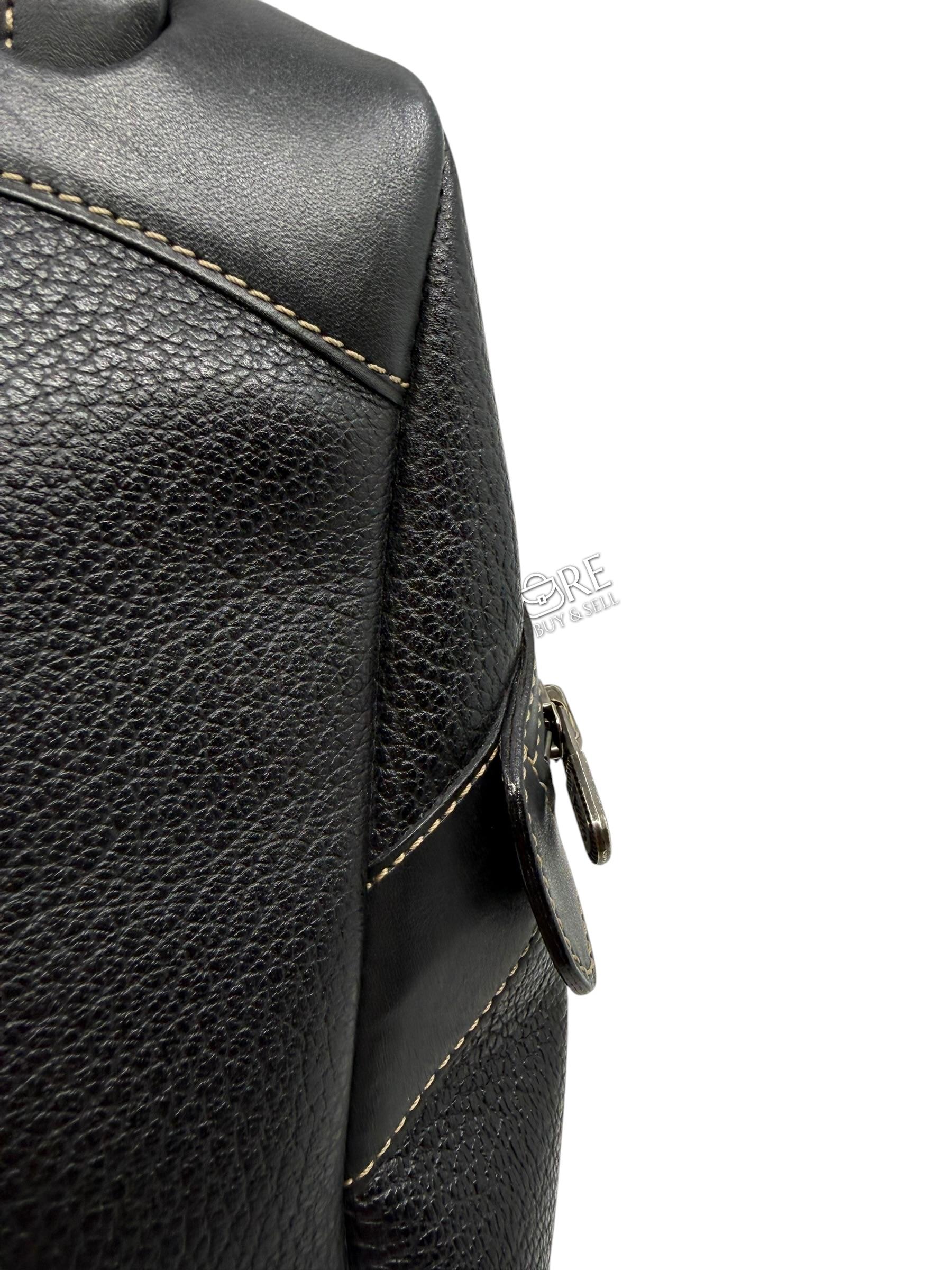 Delvaux Ligne Deux le Vingt kleur carbon-zwart gekorreld leder