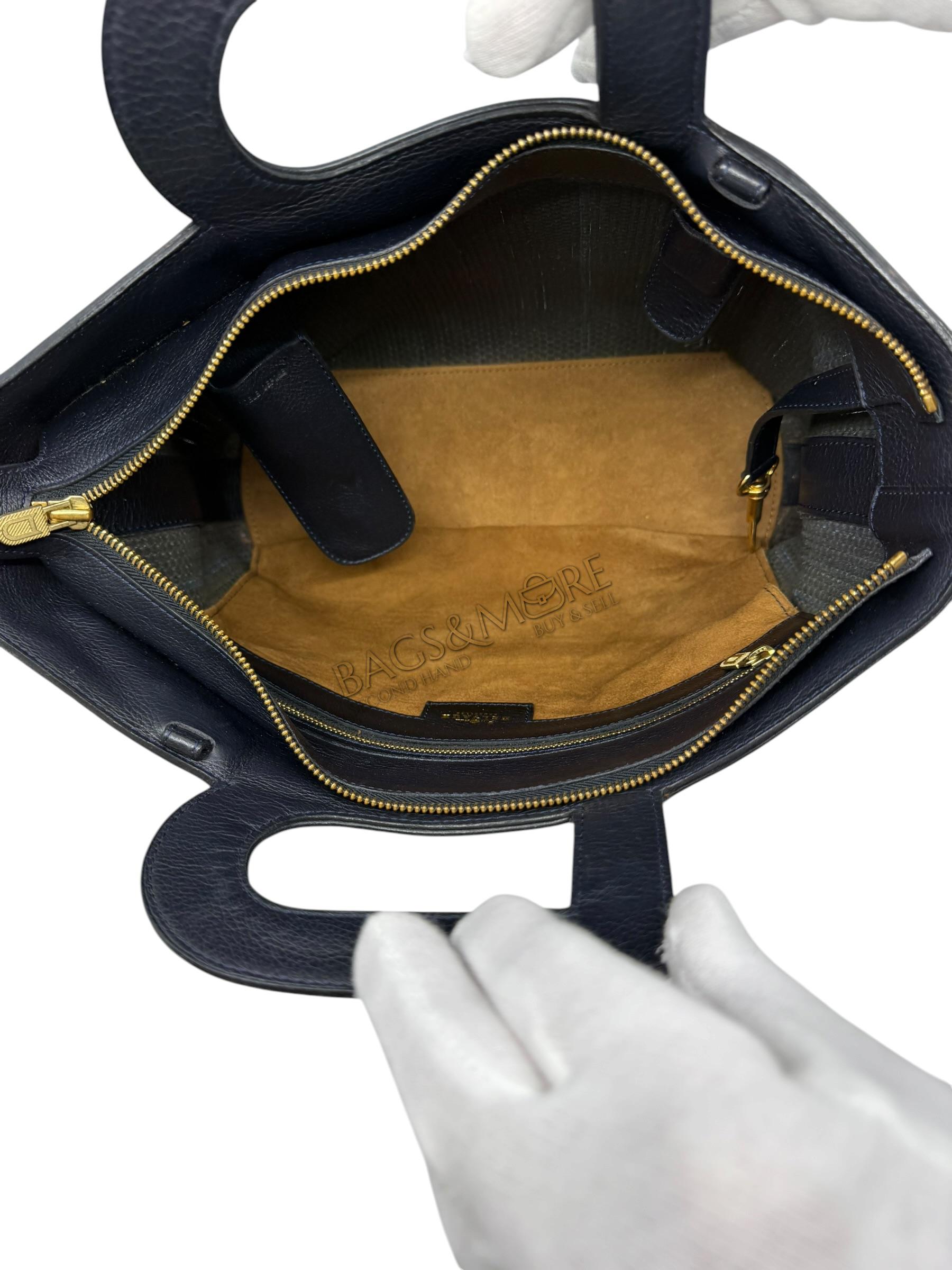 Delvaux Marmara handtas toile de cuir tinten blauw