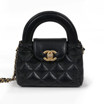 Chanel Kelly Nano Lam leer kleur zwart met goudkleurige hardware