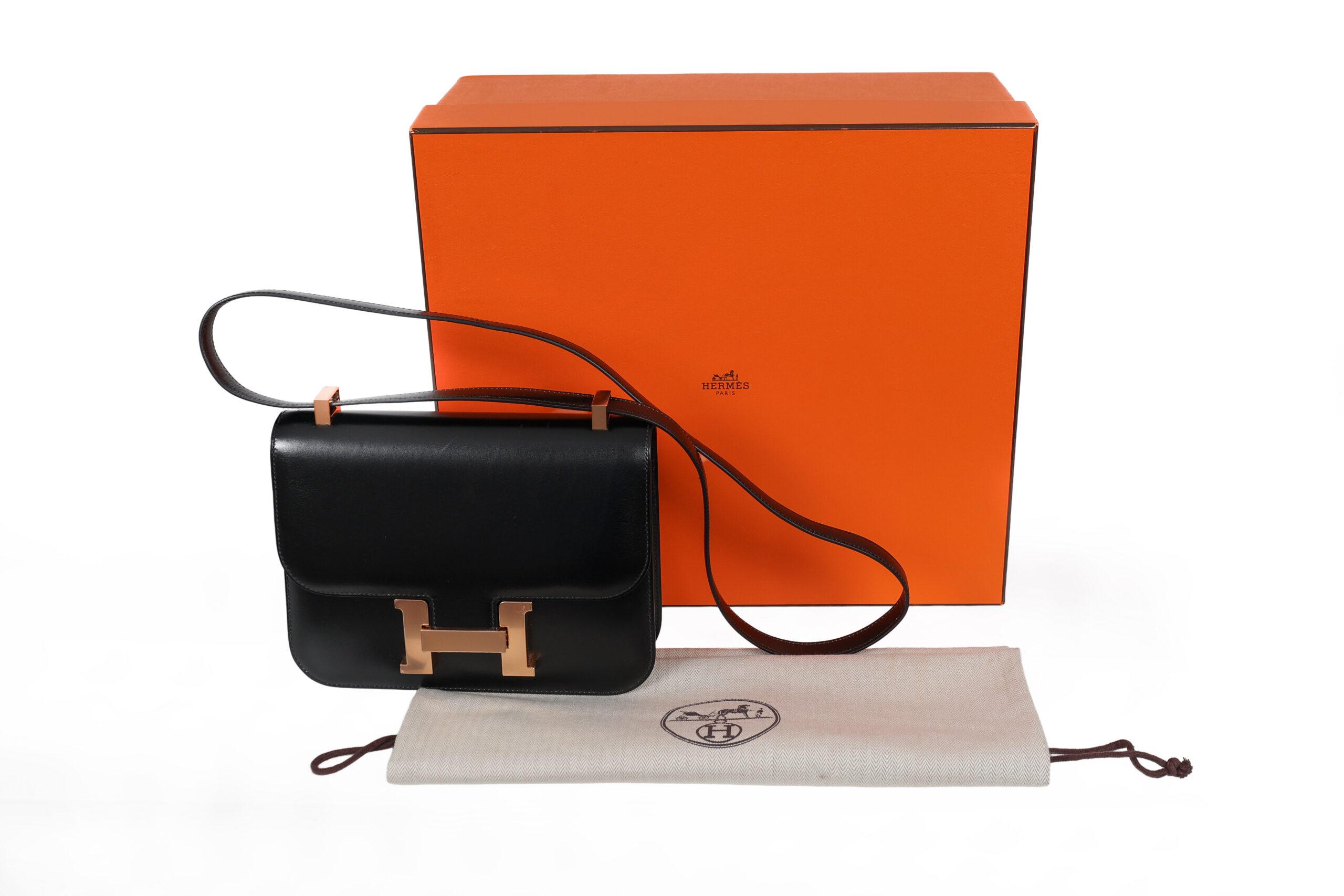 HERMÈS CONSTANCE 24 – BOX CALF – ZWART – ROSÉ HARDWARE