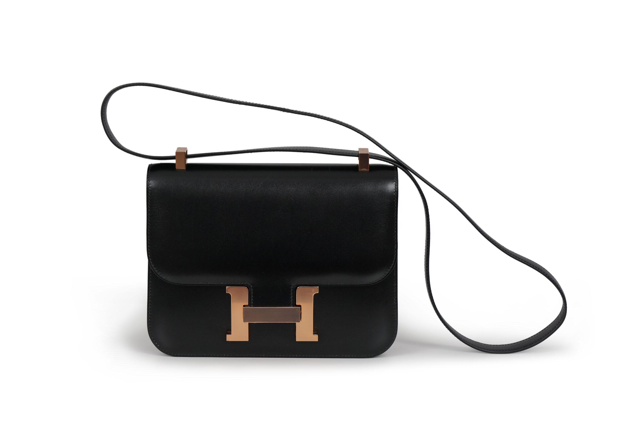 HERMÈS CONSTANCE 24 – BOX CALF – ZWART – ROSÉ HARDWARE