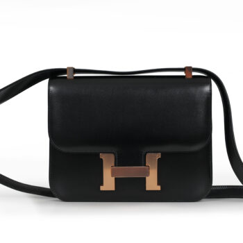HERMÈS CONSTANCE 24 – BOX CALF – ZWART – ROSÉ HARDWARE