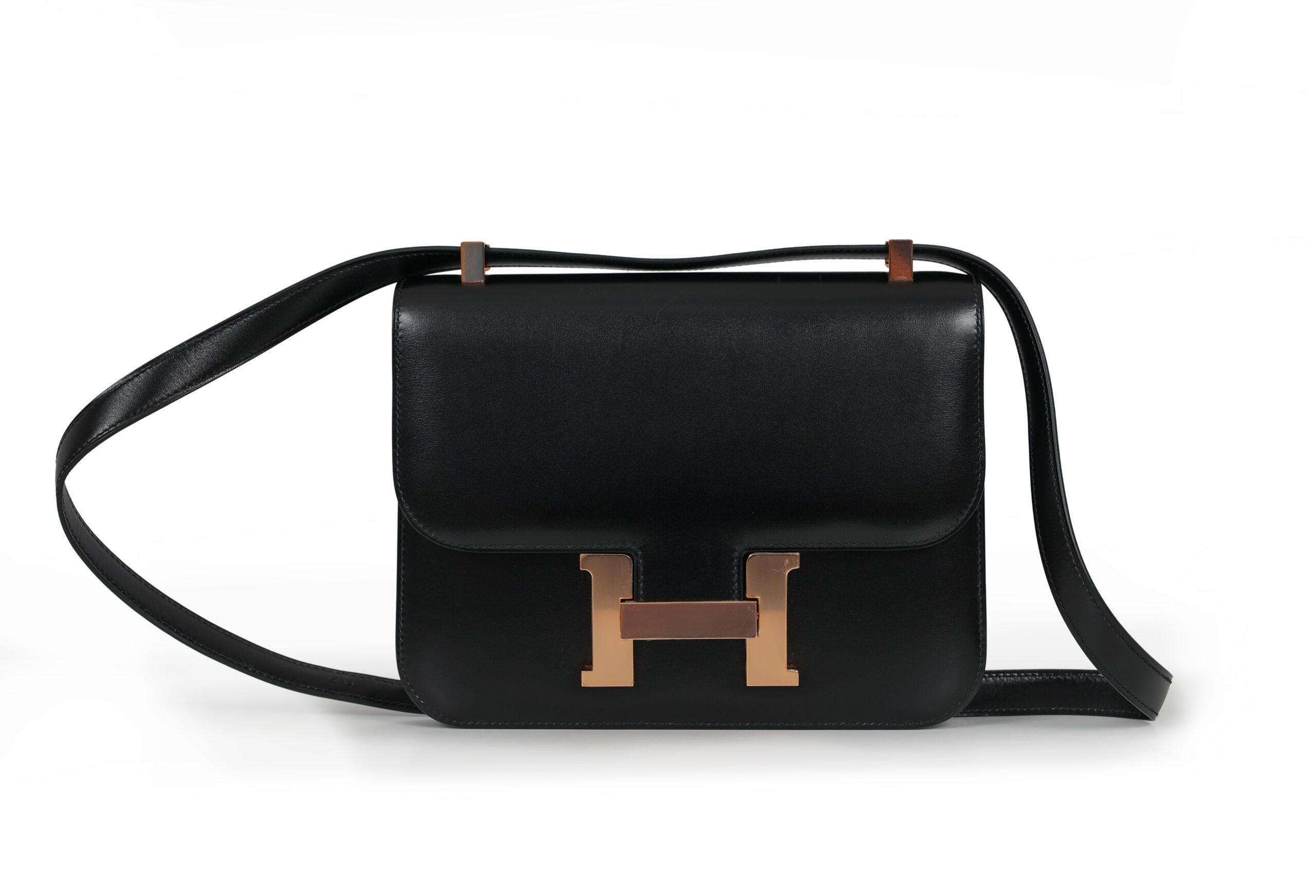HERMÈS CONSTANCE 24 – BOX CALF – ZWART – ROSÉ HARDWARE
