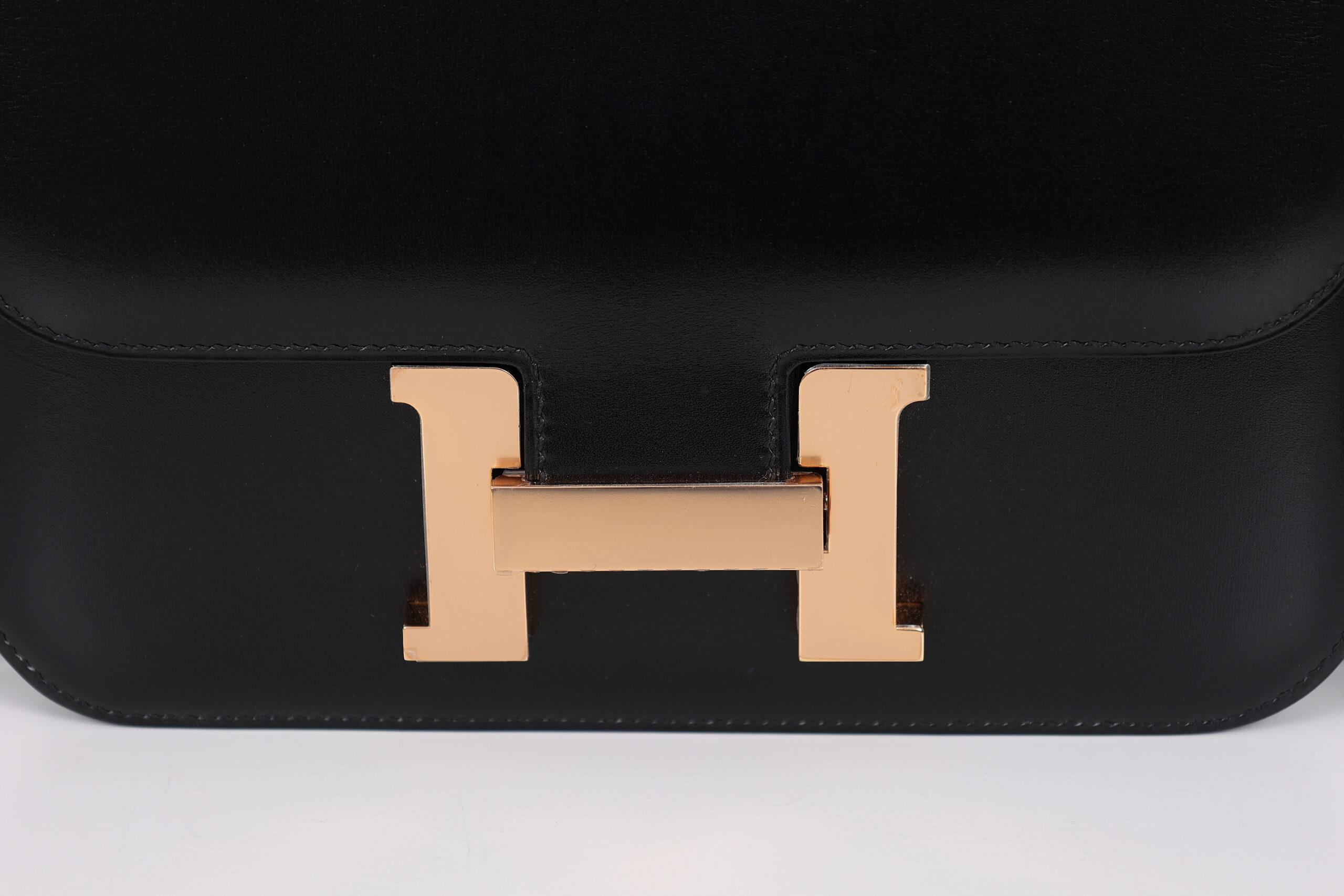 HERMÈS CONSTANCE 24 – BOX CALF – ZWART – ROSÉ HARDWARE