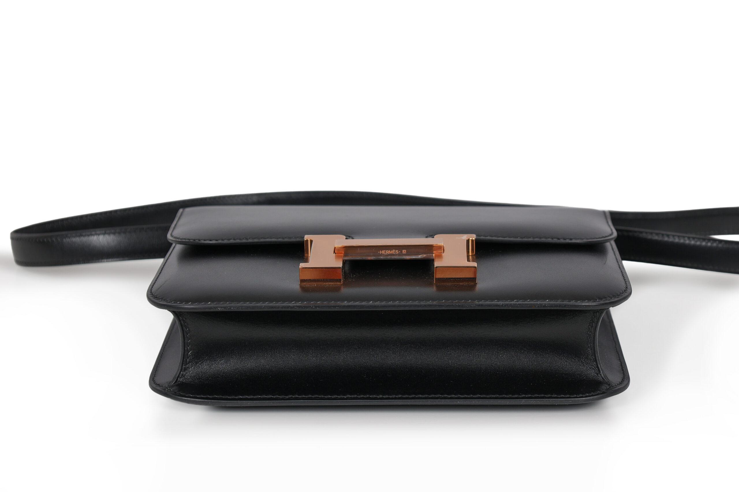 HERMÈS CONSTANCE 24 – BOX CALF – ZWART – ROSÉ HARDWARE
