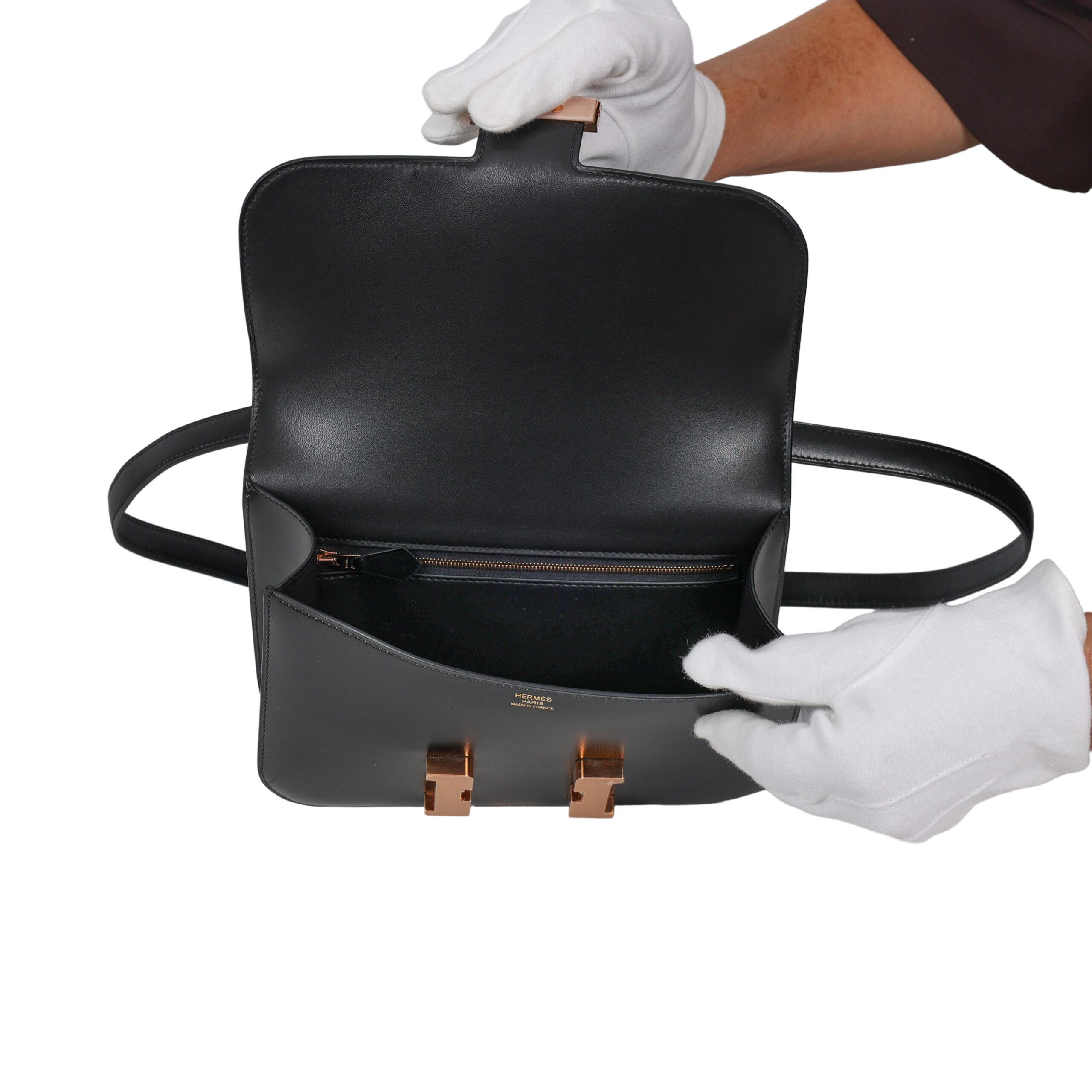 HERMÈS CONSTANCE 24 – BOX CALF – ZWART – ROSÉ HARDWARE