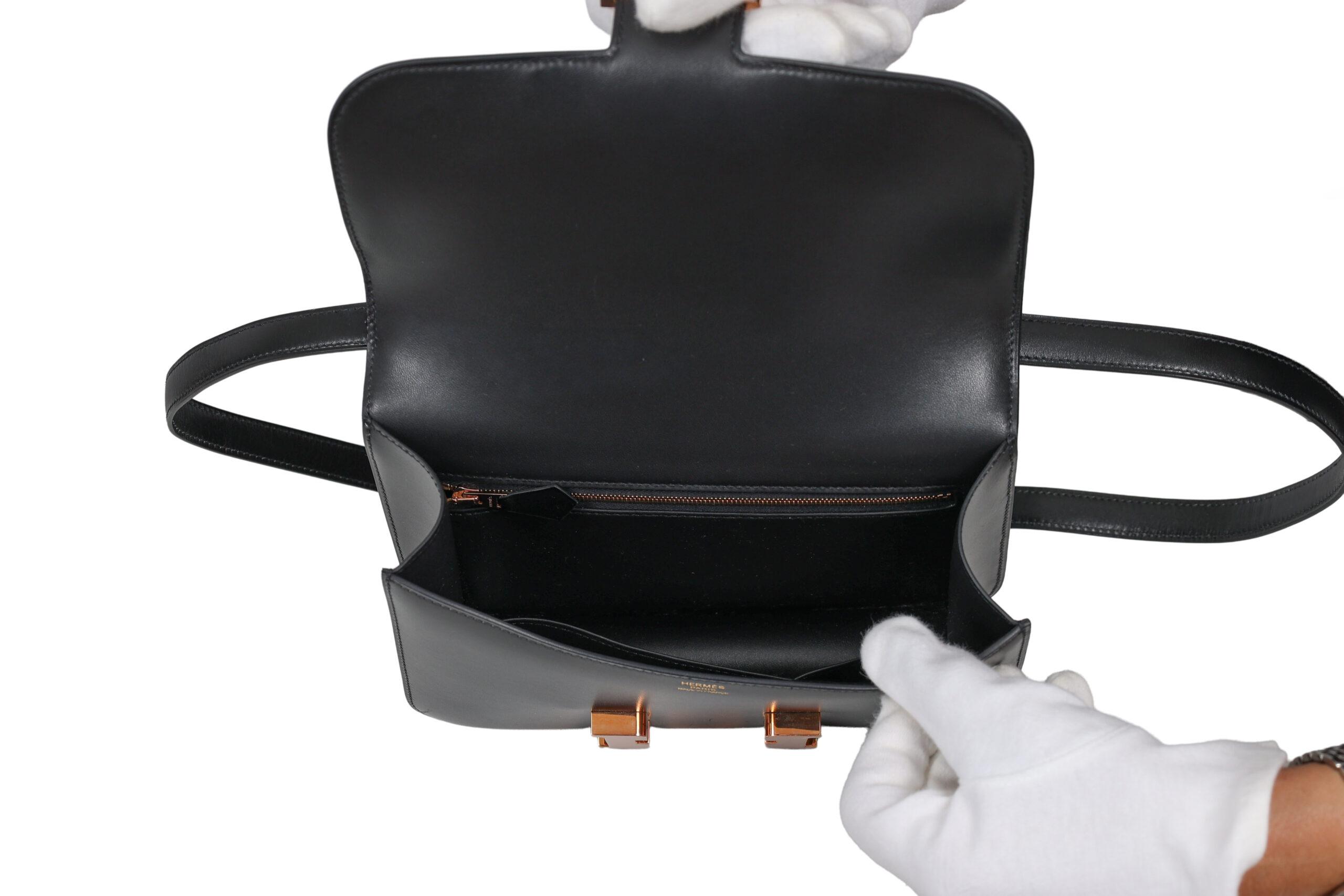 HERMÈS CONSTANCE 24 – BOX CALF – ZWART – ROSÉ HARDWARE