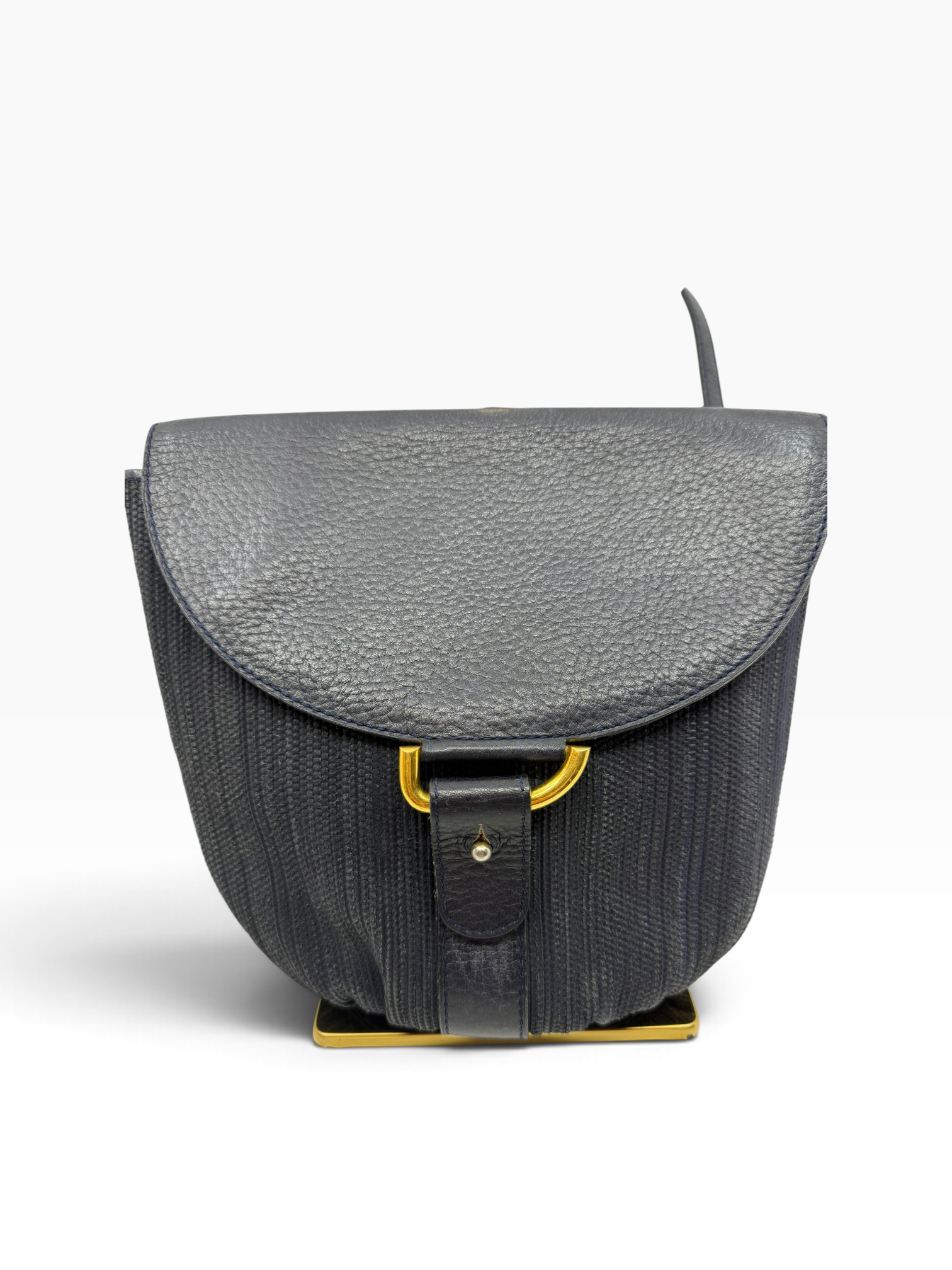 Delvaux Listrac PM TDC marine blauw jumping calf
