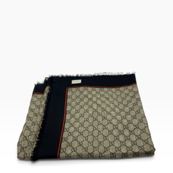 Gucci GG Bees Sjaal – carré 130 x 130 cm kleuren kaki groen-bruin-zwart -rood nieuwstaat