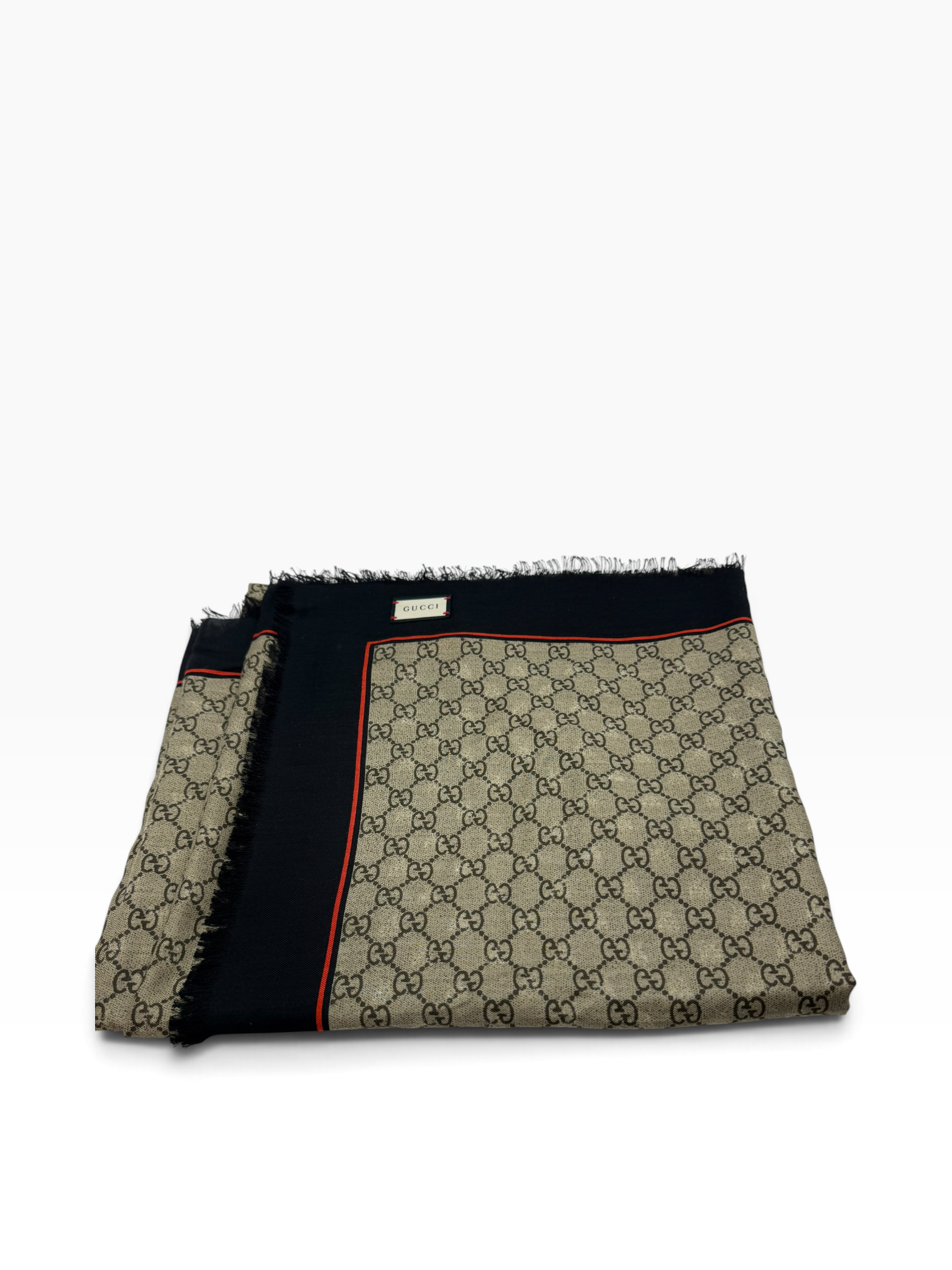 Gucci GG Bees Sjaal – carré 130 x 130 cm kleuren kaki groen-bruin-zwart -rood nieuwstaat