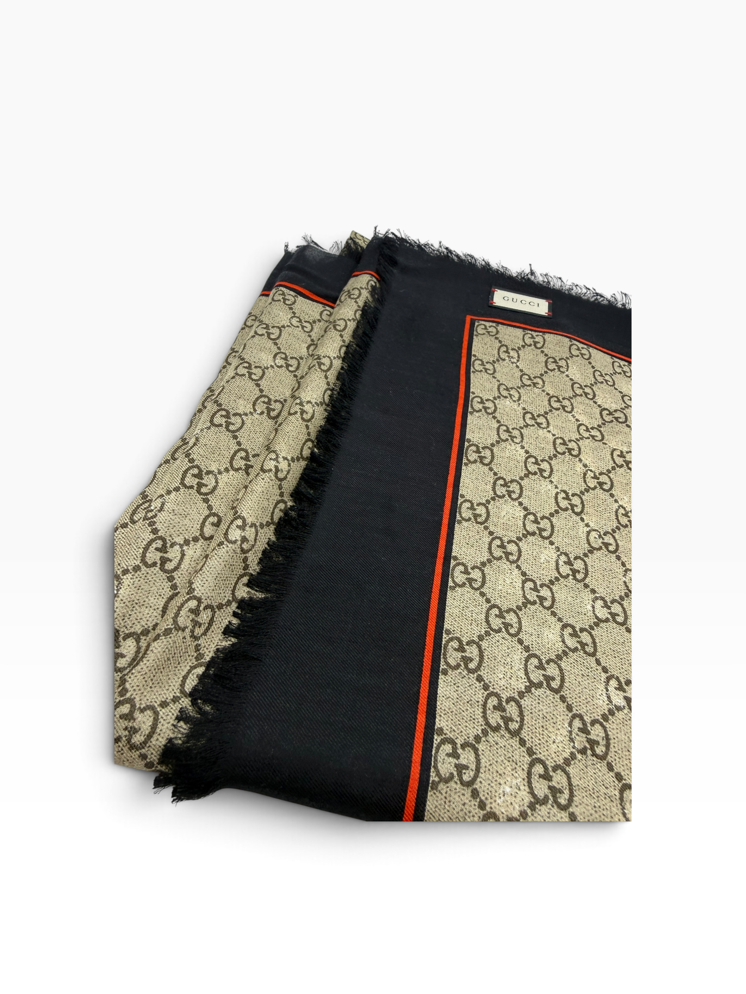 Gucci GG Bees Sjaal – carré 130 x 130 cm kleuren kaki groen-bruin-zwart -rood nieuwstaat