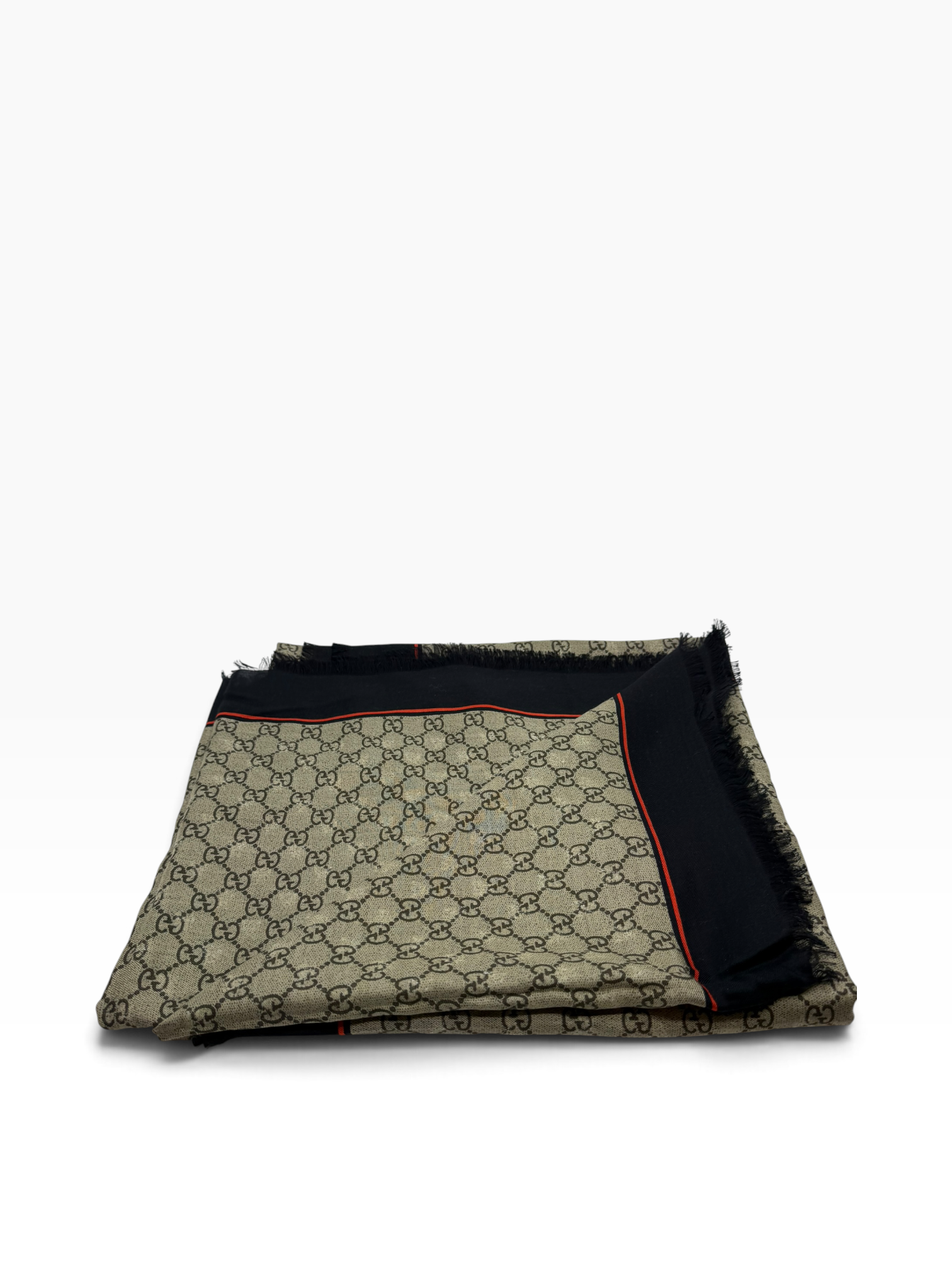 Gucci GG Bees Sjaal – carré 130 x 130 cm kleuren kaki groen-bruin-zwart -rood nieuwstaat