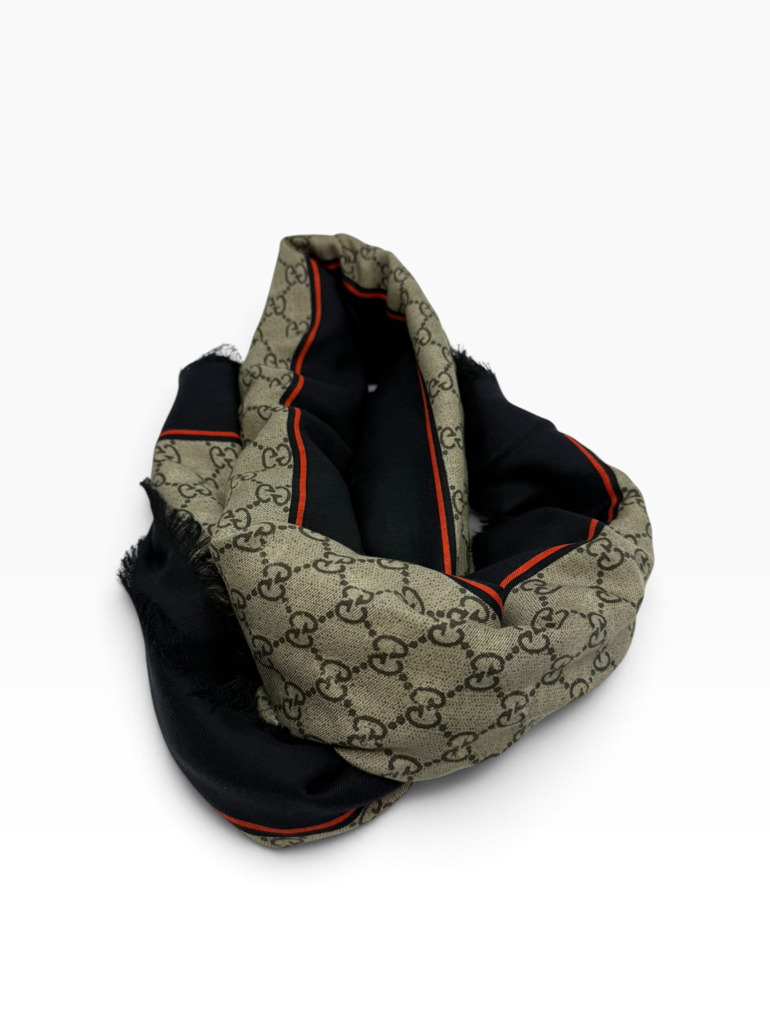 Gucci GG Bees Sjaal – carré 130 x 130 cm kleuren kaki groen-bruin-zwart -rood nieuwstaat