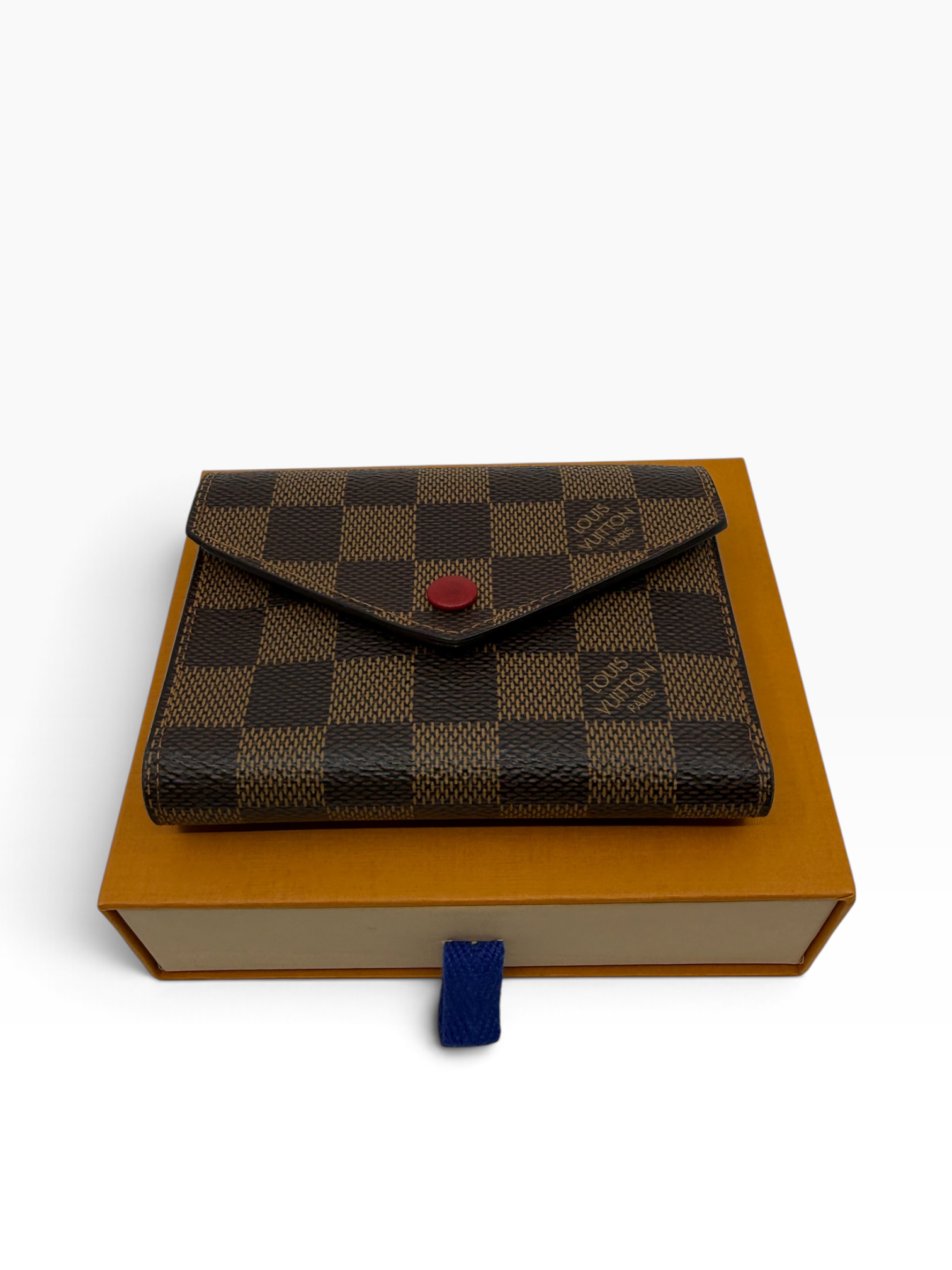 Louis Vuitton PTF Victorine damier ebene met rode accenten