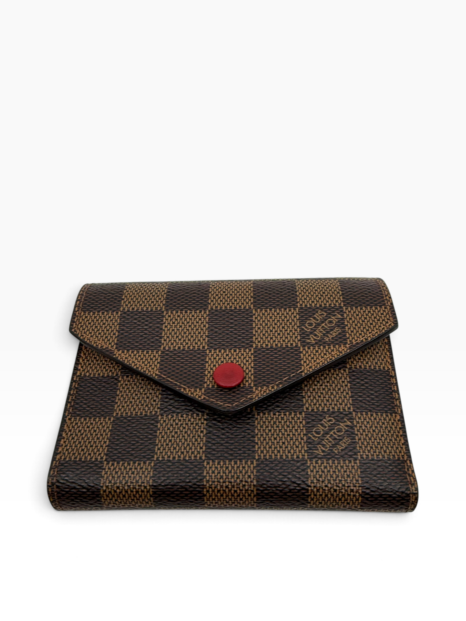 Louis Vuitton PTF Victorine damier ebene met rode accenten