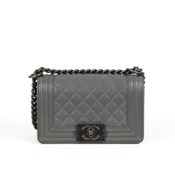 Chanel BOY SMALL Grey Quilted calfskin leer